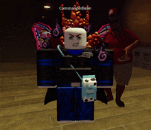 a video game character with the name commander bean on the bottom