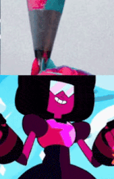 garnet from steven universe is being poured into a cone .