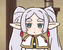 a cartoon drawing of a girl with white hair