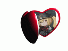 a man and a girl are shown in two heart shaped mirrors