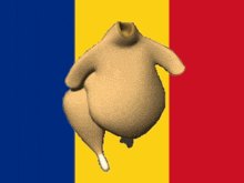 a cartoon turkey is standing in front of a flag