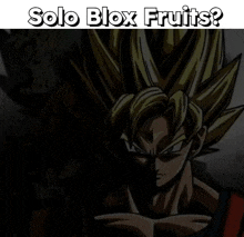 a picture of goku with the words solo blox fruits