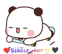 a cartoon of a bear riding a skateboard with the words i am single boy