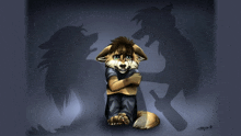 a drawing of a furry fox with a shadow of a wolf behind it
