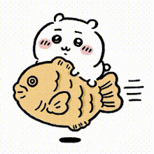 a bear is sitting on top of a large fish .