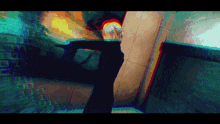 a pixelated image of a person standing in a room