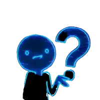 a cartoon character is holding a question mark with a sad face