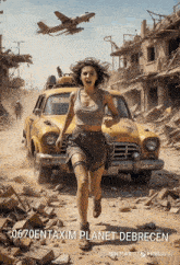 a poster for the movie 0670entaxim planet debrecen shows a woman running