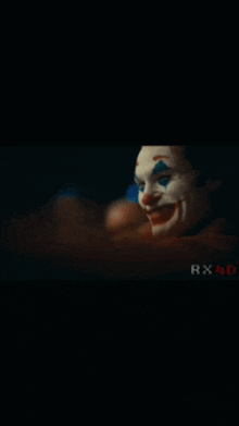 a close up of a clown 's face with the words da da ia знаю rx on the bottom right