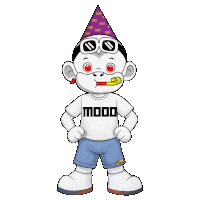 a cartoon character is wearing a white shirt that says mood