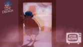 a man in a towel is standing in a doorway in front of a tv .