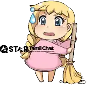 a star tamil chat logo with a cartoon girl