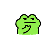 a green frog with a heart on its head is making a face .