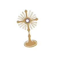a drawing of a cross with rays and a circle in the center
