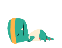 a drawing of a dinosaur with a yellow stripe on its head