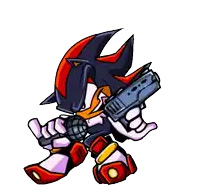 shadow the hedgehog is holding a microphone and a gun .