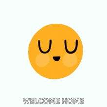 a cartoon smiley face wearing sunglasses with the words welcome home below it .