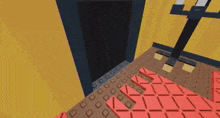 a pixel art of a staircase in a building