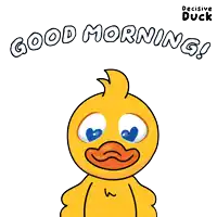 a cartoon of a duck holding a tray of pancakes and milk