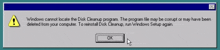 a computer screen that says windows cannot locate the disk cleanup program the program file may be corrupt or may have been deleted from your computer