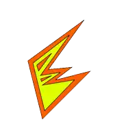 an orange and yellow star with a white outline