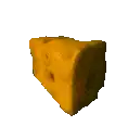 a slice of cheese with holes in it on a white background .