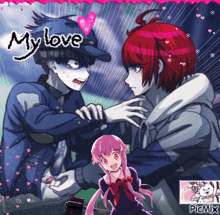 a picture of a man and a girl with the words my love written on the top