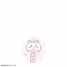 a cartoon drawing of a cat with chinese writing on a pink background