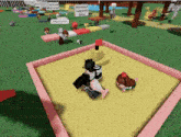a screenshot of a video game shows a sumo wrestler in a sandbox surrounded by other players