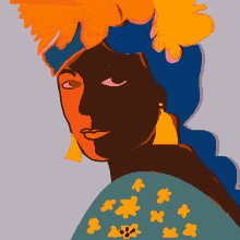 a painting of a woman with orange hair