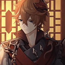 a close up of a cartoon character with a red haired head