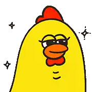 a cartoon chicken wearing sunglasses is looking at the camera .