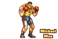 a pixel art of a boxer with the name michael max