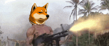 a cartoon of a dog holding a gun