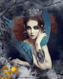 a painting of a woman wearing a crown and a bracelet by kathi becker art