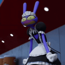 a cartoon character is wearing a maid costume