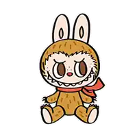 a cartoon illustration of a monkey dressed as a bunny with hearts around it .