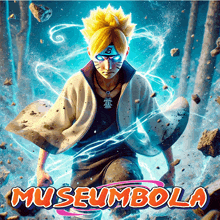 a poster with a cartoon character and the words museumbola on it