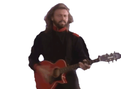Playing Guitar Barry Gibb Sticker - Playing Guitar Barry Gibb Bee Gees Stickers