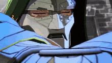 a cartoon drawing of a man with a mask on his face