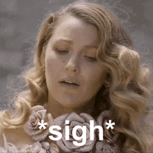 a close up of a woman 's face with the word sigh next to it