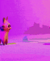 a pixel art of a purple cat with sunglasses