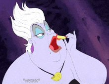 ursula from the little mermaid eating a piece of food