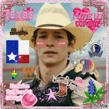 a picture of a man in a cowboy hat with the words i love my cowboy