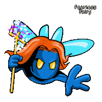a cartoon of a blue fairy holding a trident