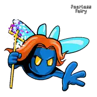 a cartoon of a blue fairy holding a trident
