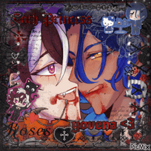 a picture of two vampires with the words goth princess roses and yovena 3 on the bottom
