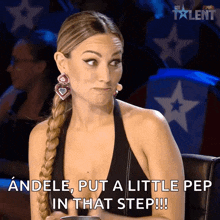 a woman in a black top says andele put a little pep in that step !!!