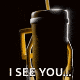 a cartoon character with a straw and the words i see you