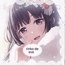 a picture of a girl with purple eyes and the name rinko de eve